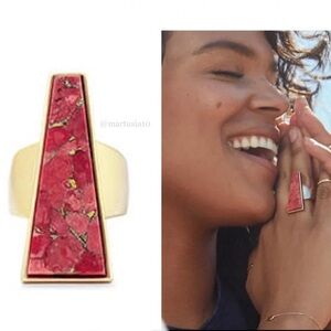 Kendra Scott Red Abalone Magnesite Collins Cocktail Ring  Sz 6